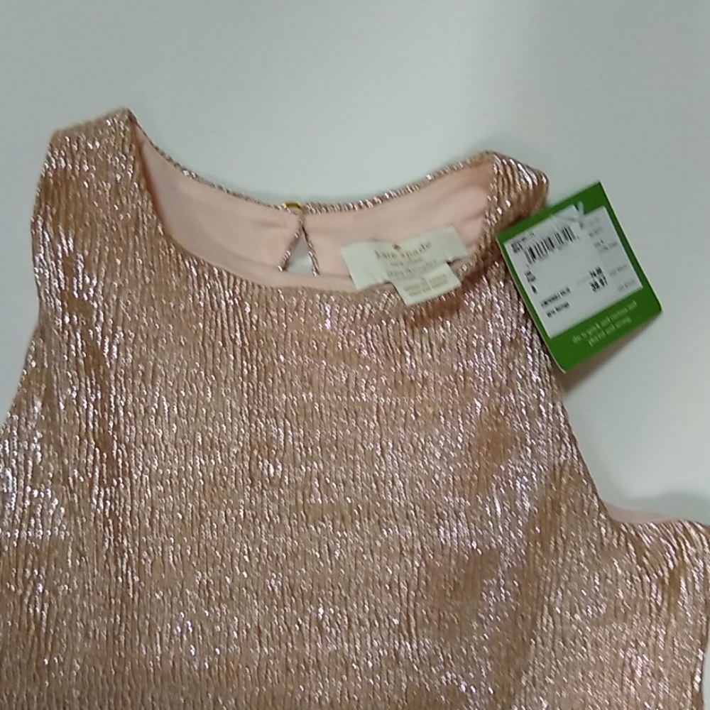 Kate Spade Gold Foil Open Back Ruffle Bottom Dress - Picture 2 of 4